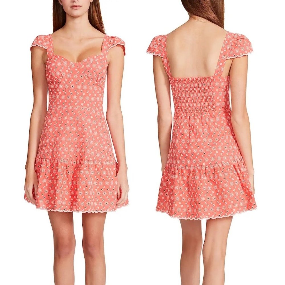Betsey‎ Johnson  Two-Tone Ditsy Cotton Eyelet Bustier Mini Dress, L